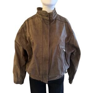 Echt Leder Brown Leather Jacket Women’s Size 40 Moto Zip Pocket